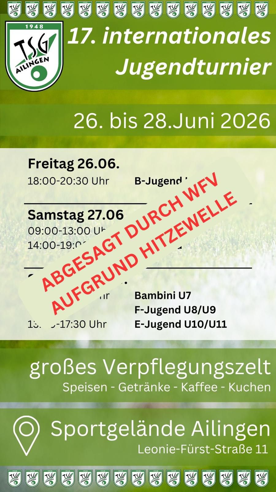 17. internationales Jugendturnier ABGESAGT